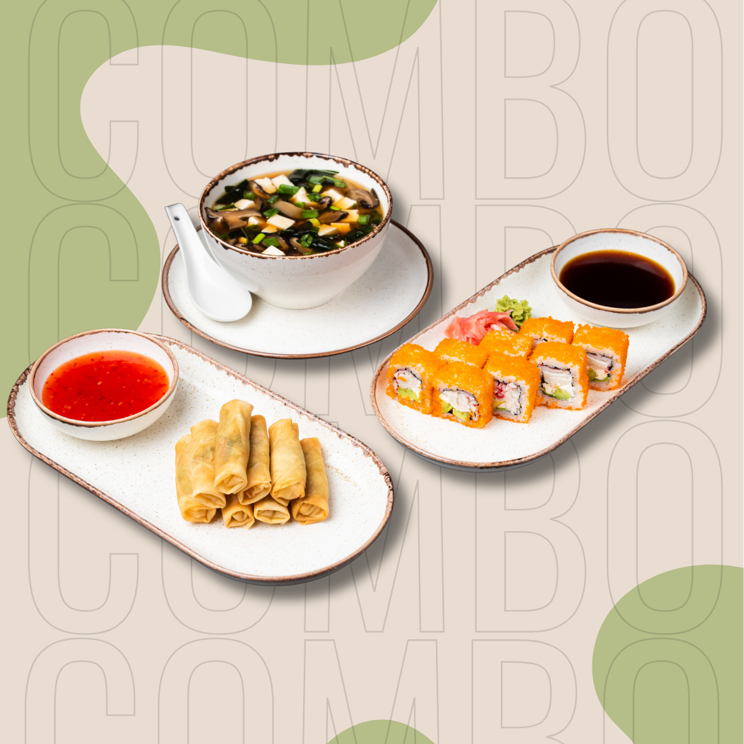 Miso Shiru + California  + Spring Rolls su daržovėmis | 1 asm.